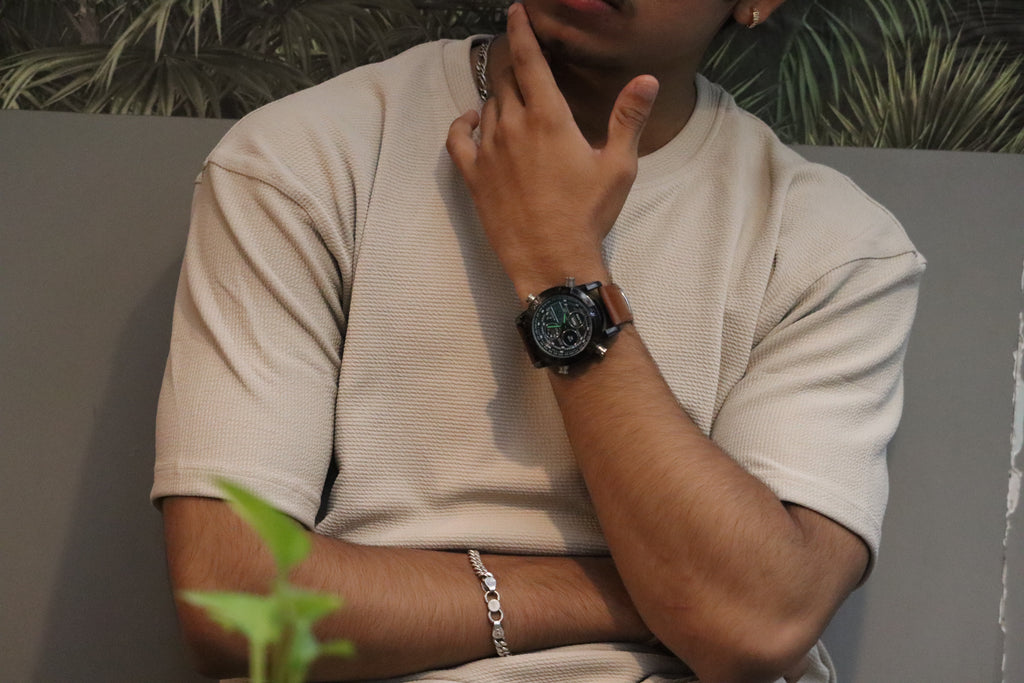 Men’s Oversized Heavyweight Popcorn Texture T-Shirt – Sand Beige